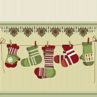 Retro Christmas background with socks and mittens