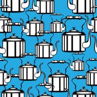 teapots on blue background seamless illustration