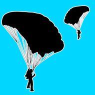 Skydiver silhouettes parachuting vector illustration