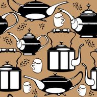 seamless illustration teapot on brown background