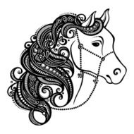 Vector Decorative Horse with Patterned Mane N2