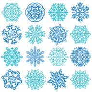 Snowflake Vectors Set of 16 isolated elements on white background