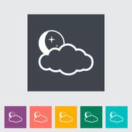 Weather flat icon Moon stars and clouds