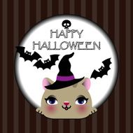 Halloween vector card with cat N2