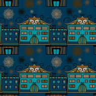 Seamless pattern with panorama of the city