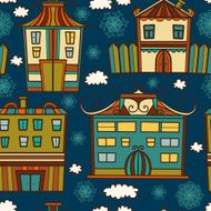 Seamless pattern with panorama of the city N2