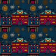Seamless pattern with panorama of the city N3