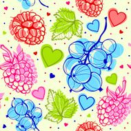 Food seamless flowers and berries
