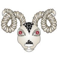 Head of the ram Red rubies eyes (precious stones)