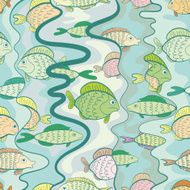 seamless pattern of a colored fishes