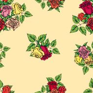 pattern of multicolored roses