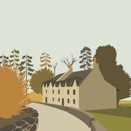 Mountain village background vector illustration N2