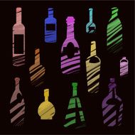 bottles on black background