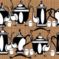 seamless pattern teapot on brown background