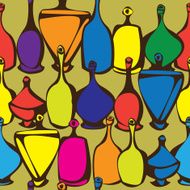 vector seamless multicolor bottles isolated on orange background