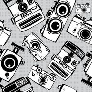 vintage film photo cameras vector seamless pattern