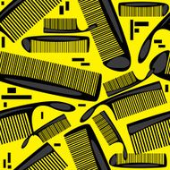 seamless pattern combs on yellow background N2
