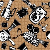 vintage film cameras vector seamless pattern