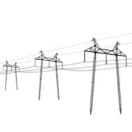 Silhouette of high voltage power lines