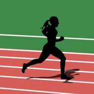 Running silhouettes in sport stadium