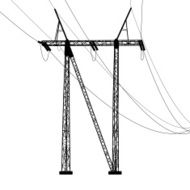Silhouette of high voltage power lines N4