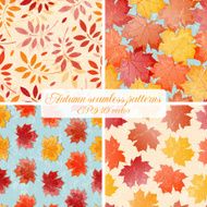 Set of seamless autumn patterns