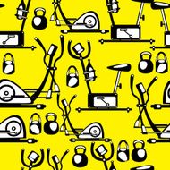 seamless pattern simulators on yellow background