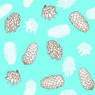 seamless pattern with pine and fir cones