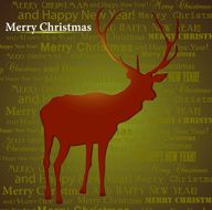 Reindeer Silhouette On Christmas Background