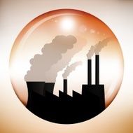 Chemical factory inside red sphere
