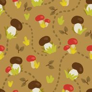 Autumn seamless pattern with mushrooms