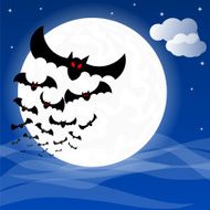 bats against the full moon N6