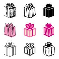 Gift box icons set N2