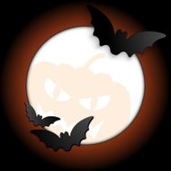 Halloween Bat Circle Frame Pumpkin Background N3