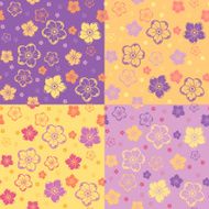 Set of four seamless patterns with flowers Vector illustration