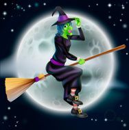 Witch Flying in Front of the Moon