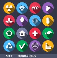 Ecology Vector Icons With Long Shadow Set 8