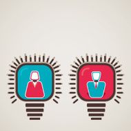 male and female icon in bulb