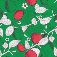 Green texture with fruits and leafs