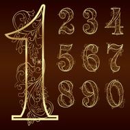 Set of vintage floral numbers