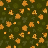 Seamless pattern with leaves and silhouettes