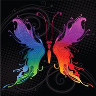 Abstract colorful butterfly on a black background