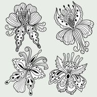 Set of abstract flowers N2