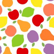 Seamless background with various fruits silhouettes Vector illustration