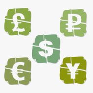 Set of currency stickers