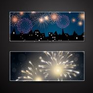 Vector Banners with Fireworks