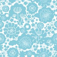 Lovely blue florals silhouettes seamless pattern background N2