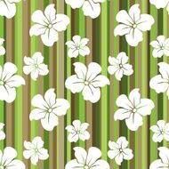 White flowers on a striped background Vector seamless pattern