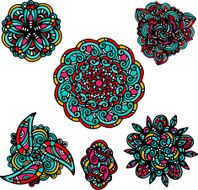Set of colored decorative tattoos
