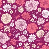 Purple pink flower silhouettes seamless pattern background
